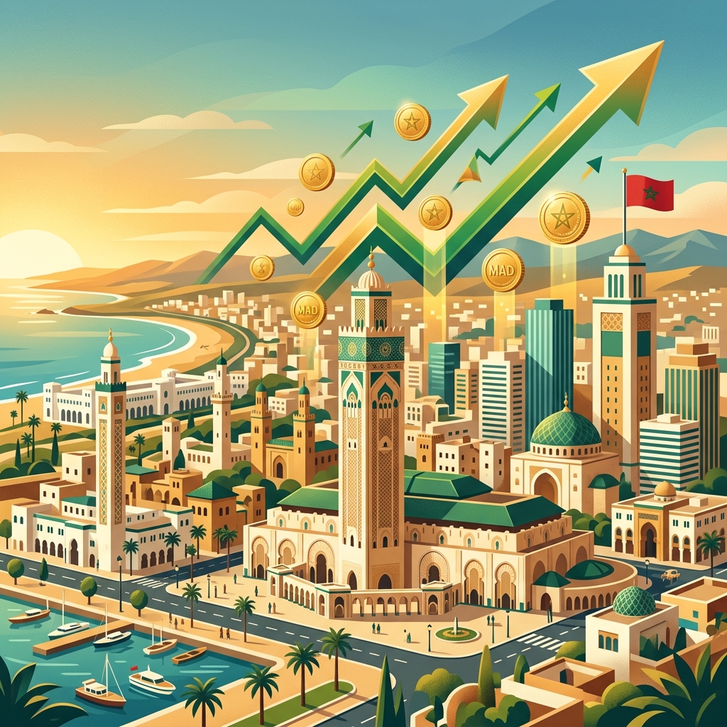 Vue panoramique du Maroc symbolisant l'investissement et la croissance économique